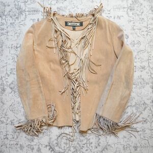 Vintage Bebe Fringe Suede Leather Jacket Boho Chic Western - Women’s Medium